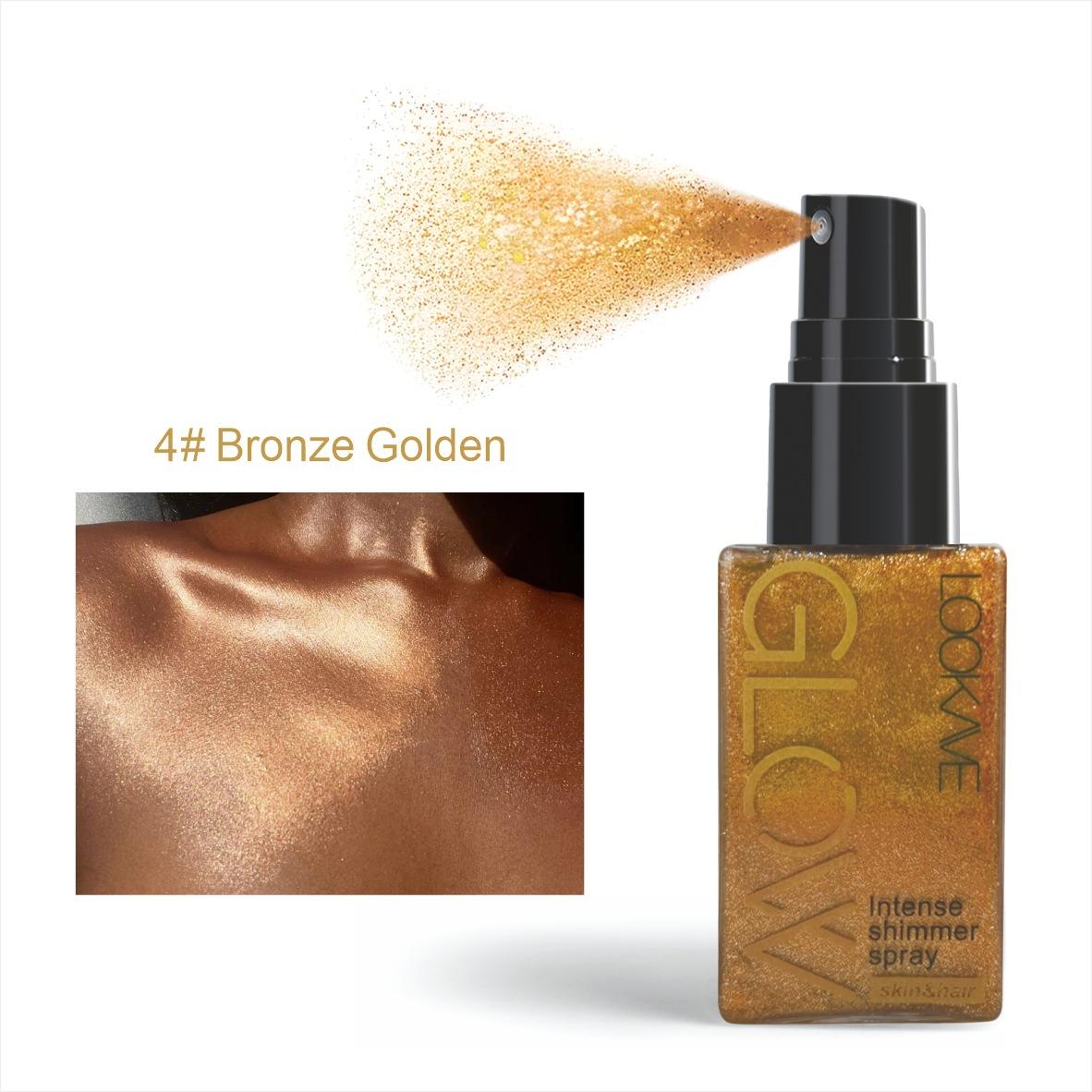 Brilliant Glittering Body Shimmer Spray, Face & Hair Highlighter Spray, 4 shades suitable for all skin tones