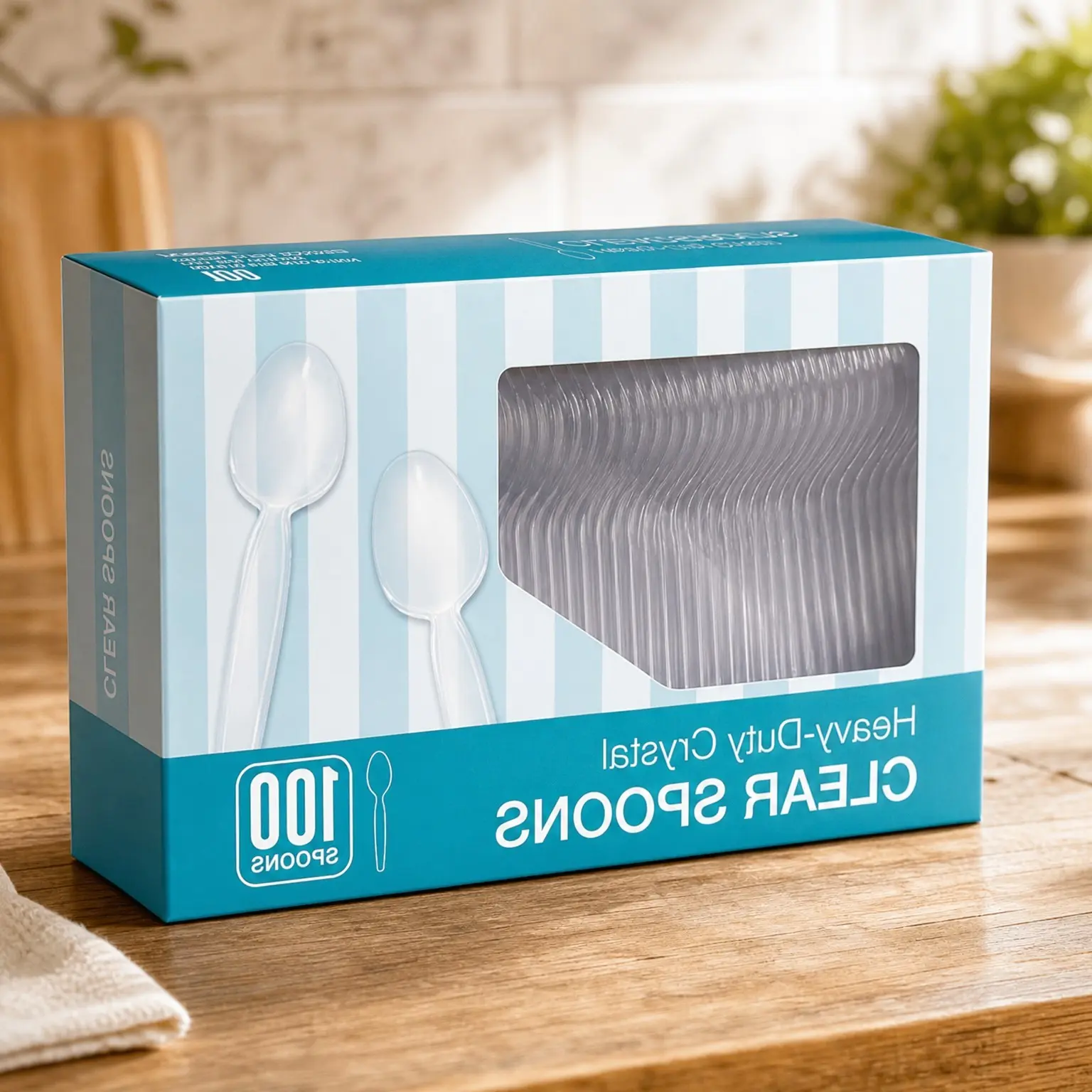 Heavy Duty Clear Plastic Spoons, Disposable Silverware - 100 CountGift