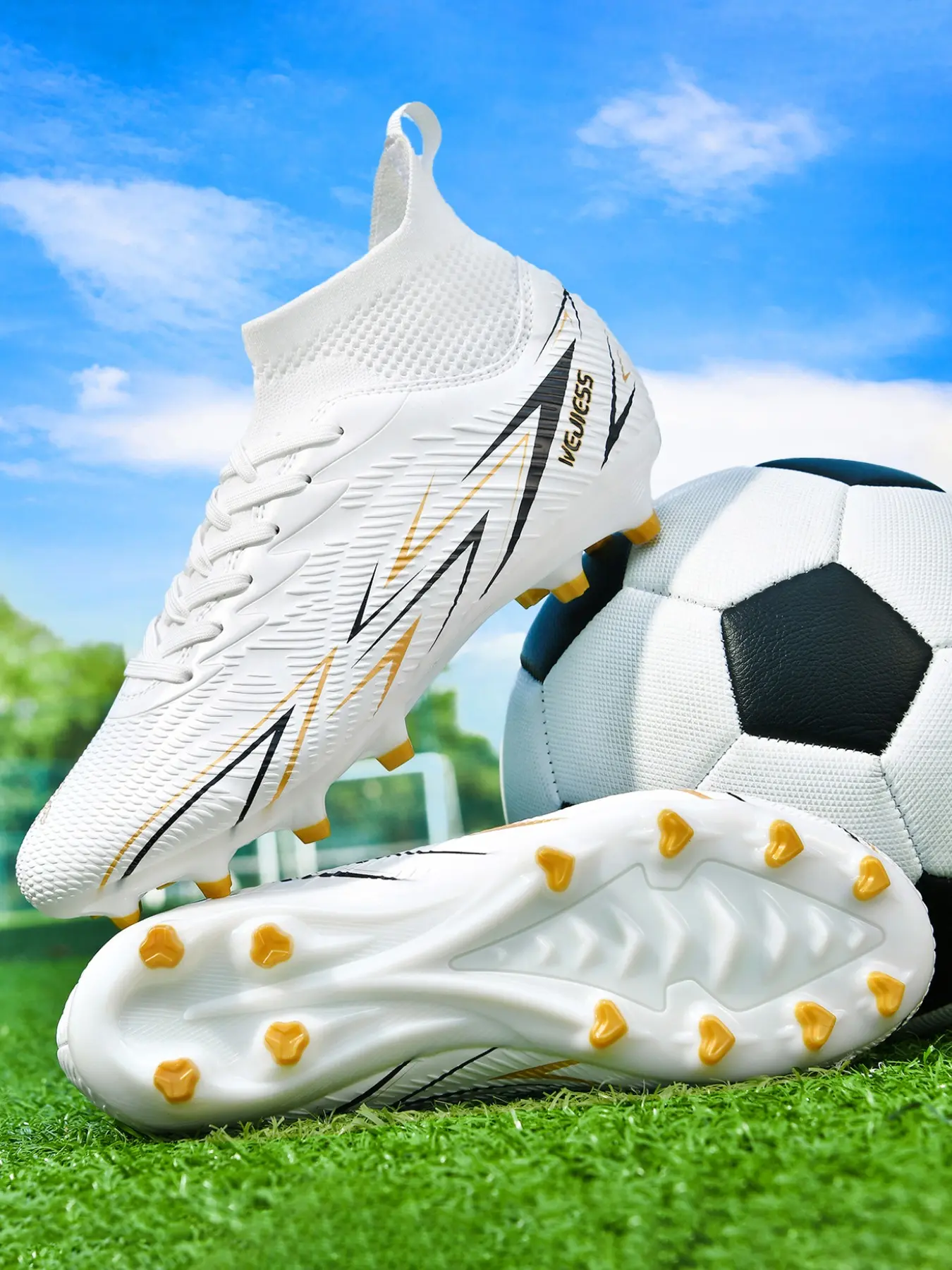 Professional Sports Football Shoes for Men and Women, Soccer Boots, Long Studs, PU Leather, Classic Laces, Anti-Collision Toe, 4 Colors, Sizes 35-45