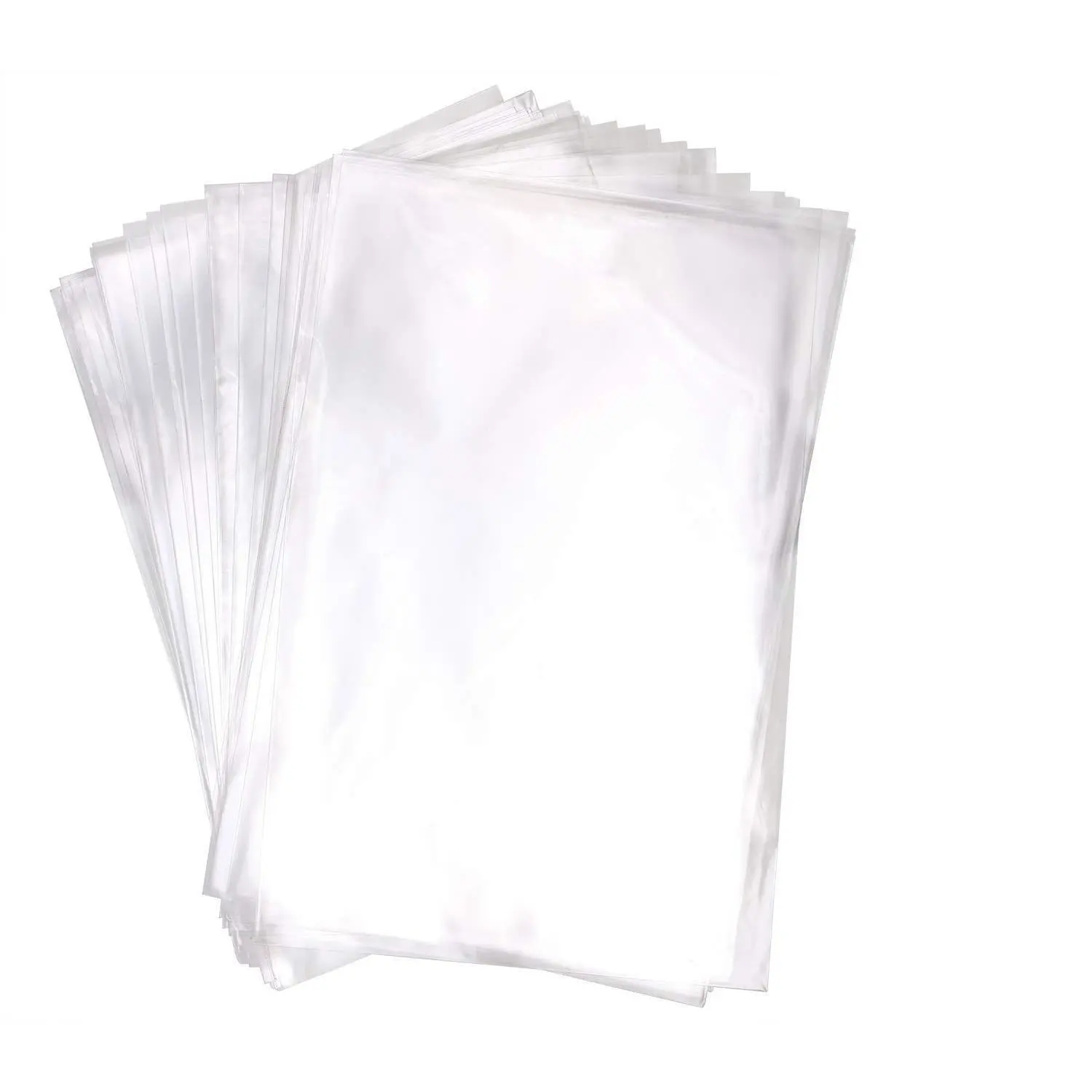 8" x 12" Clear Treat Bags OPP Cello Cellophane Flat Bag With 50Pcs Gold Color Twist Ties For Wedding Gift Candy Cookie Bakery Bread Dessert, 50Pcs
