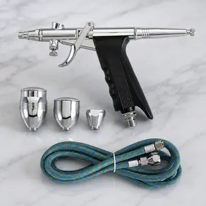 Professional Precision Airbrush Kit with 0.3/0.5/0.8mm Nozzles, Smart Pressure Control. Portable Paint Sprayer for Nail Art, Cake Decorating, Tattoo, Makeup, SFX, Auto & Home Repair. Includes 2cc/5cc/13cc Paint Cups.