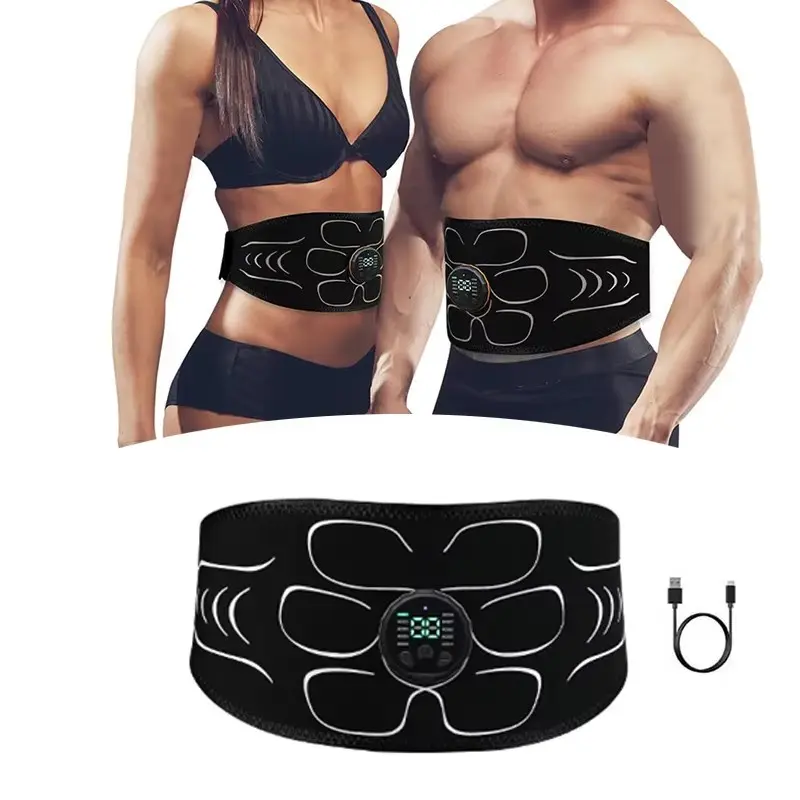 Abdominal Muscle Stimulation Belt, Rechargeable USB Ab Workout Strap, Unisex Muscle Shaping Device, Stomach Body Sculpting Tool, Fitness Training Equipment Charging fee