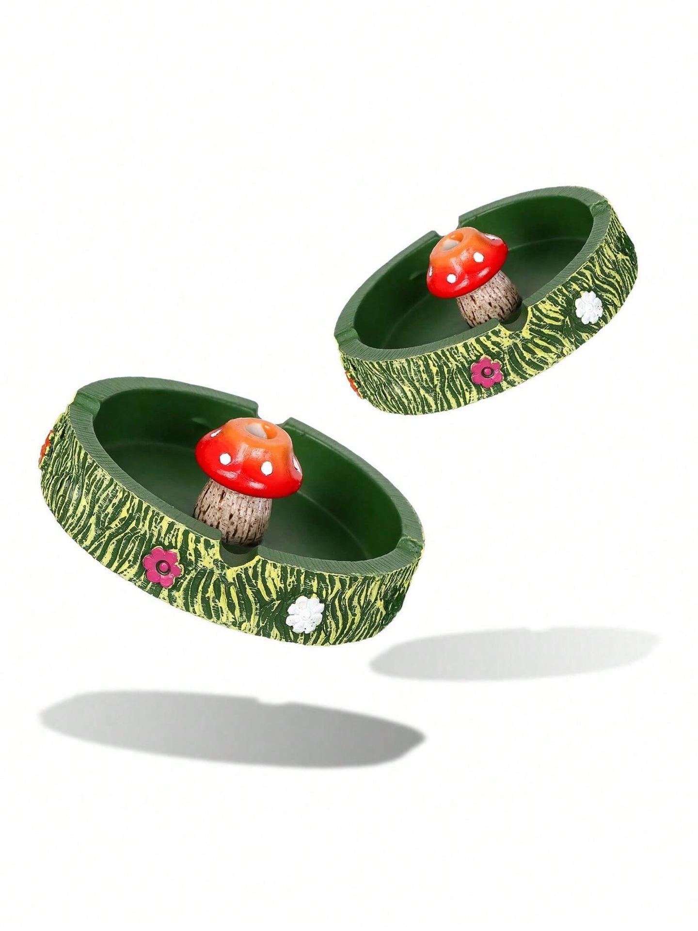 Embercraft Cute Resin Mushroom Ashtray Round Decorative Ash Tray with Cigarette Extinguisher Aesthetic Home Decor for Bedroom Living Room Office Cool Funny Personality Smoking Accessories