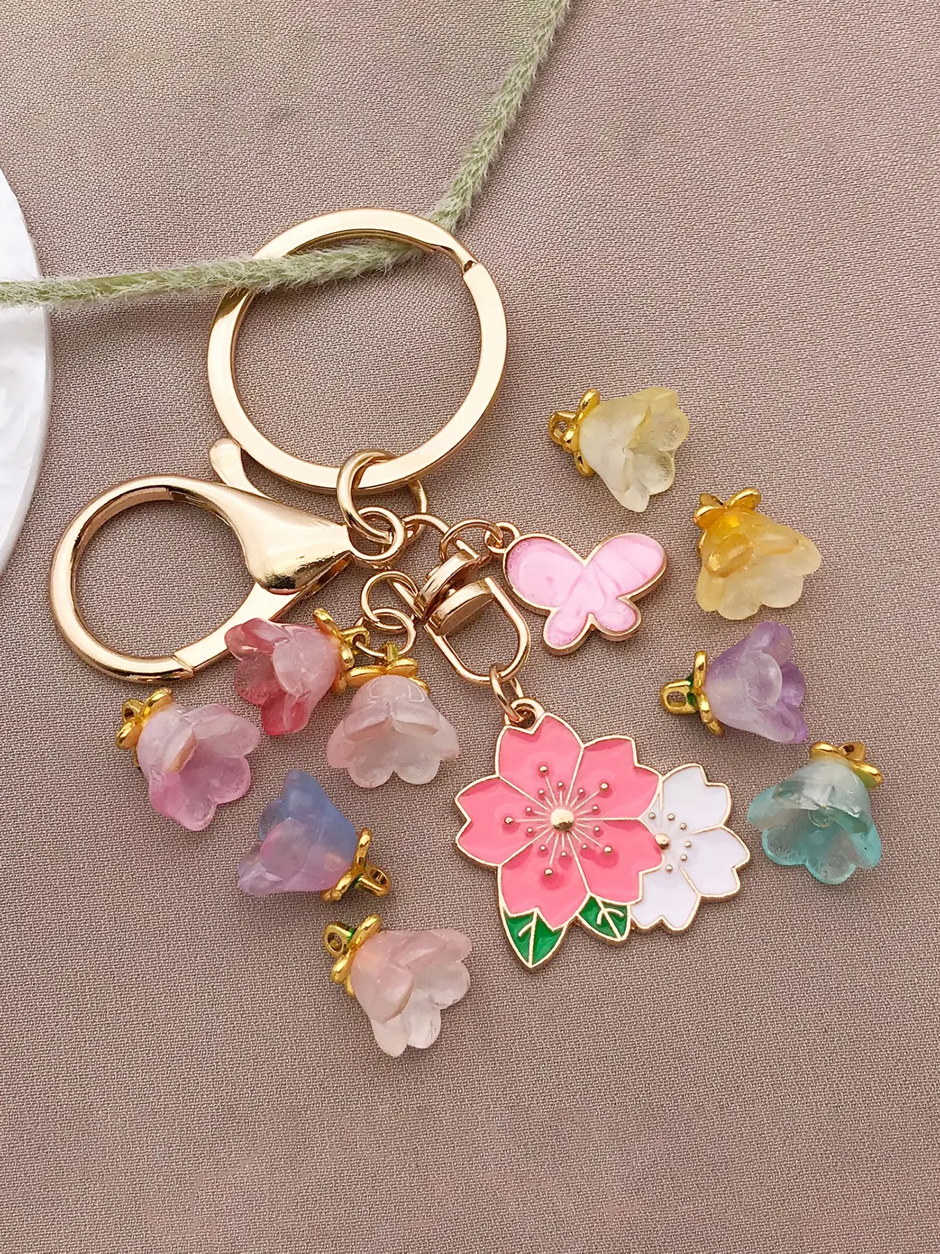 24pcs Colored Glaze Lily of the Valley Series, DIY Necklaces Earrings Keychain Jewelry Accessories, Pendant Making Supplies