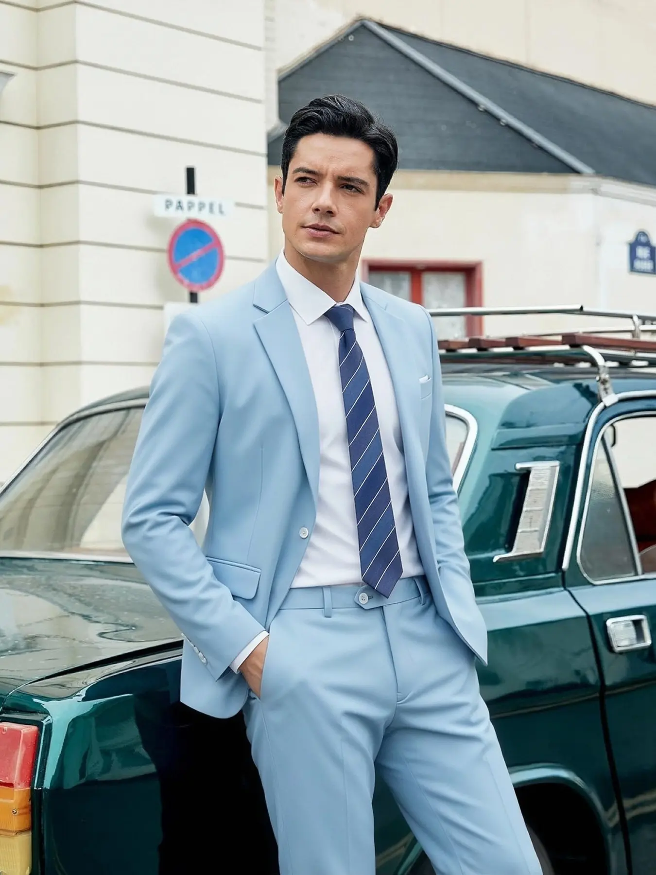 High-end men's solid-color business suits, fashionable slim-fit suit 2-piece jacket and pants set, groom's wedding dress and best man's formal attire, party and banquet wear, men's professional work suits