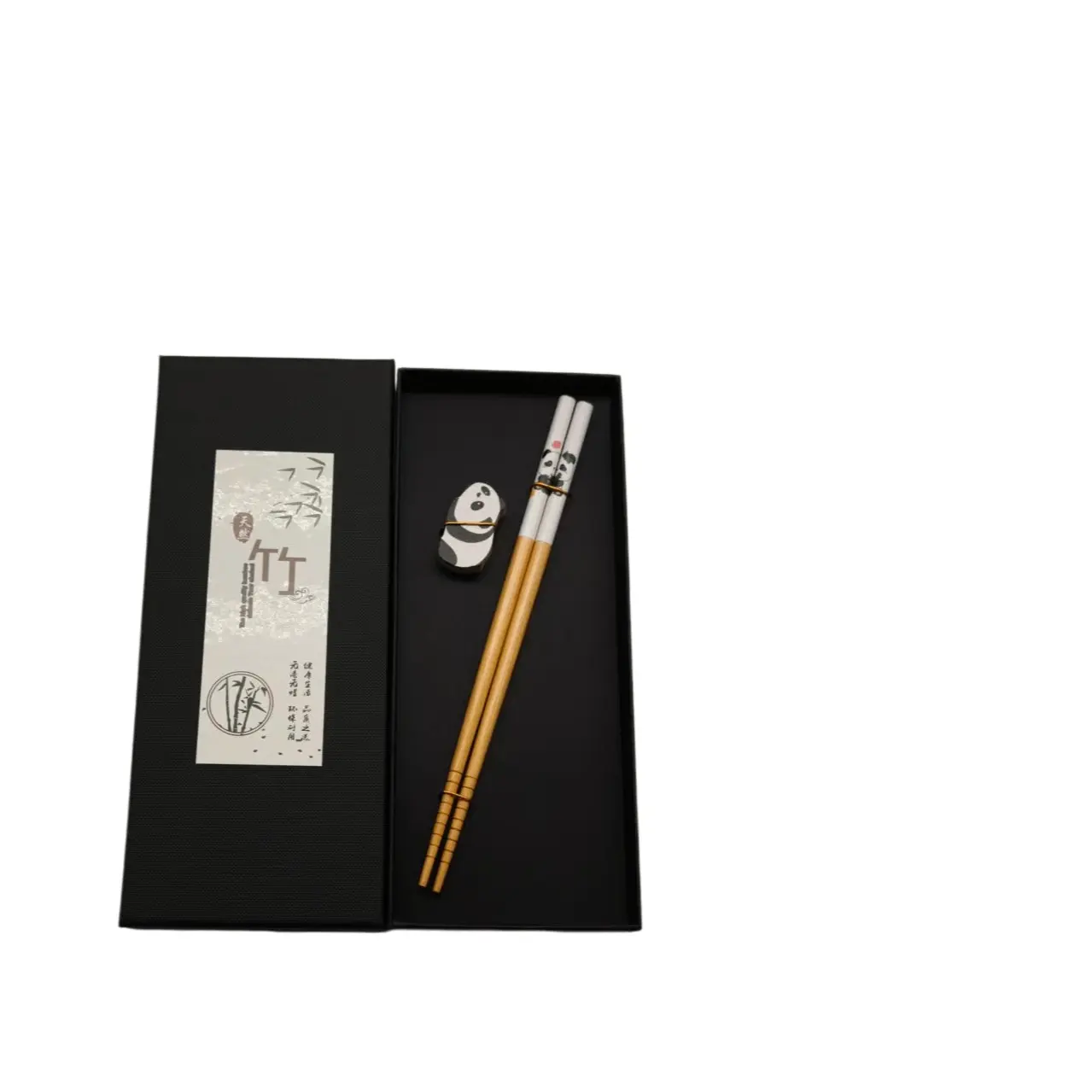 Japanese Cherry Blossom Lucky Cat Chopstick Holder Set, Bamboo Wood Chopsticks, Gift Box, 5 Pairs/2 Pairs/1 Pair, Home Restaurant Hotel