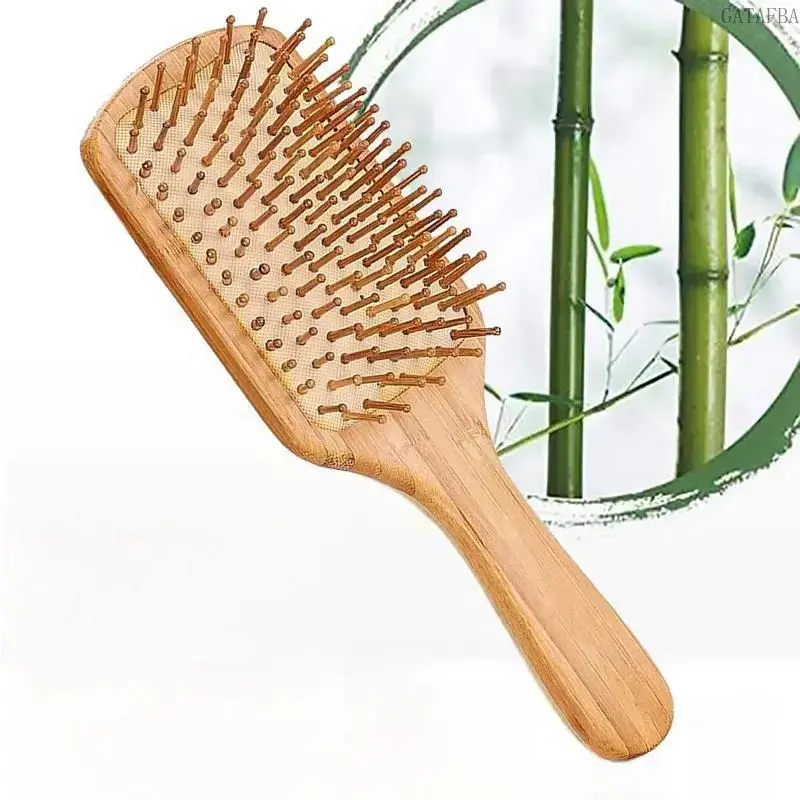 Bamboo Scalp Massage Hair Brush, Anti-Tangle Comb for Dry & Wet Hair, Portable Durable Styling Grooming Tool for Men and Women Hair Care