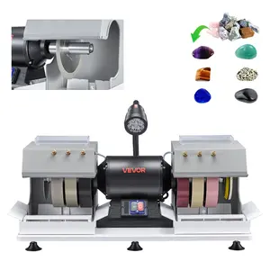 VEVOR Cabbing Machine, 8" 3/4 HP 1800 RPM Efficient, Lapidary Rock Grinder Polisher With Diamond and Resin Wheels, LED Lamp, Water System, Lapidary Equipment for Gemstone Grinding, Stone Polishing