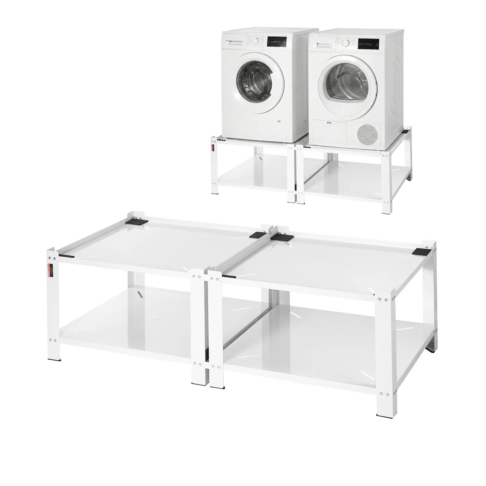 Laundry Pedestal, 16.1 in Height, 27.5x 27.5 in Washer and Dryer Pedestals with Storage Shelf, 700 lbs Load Capacity, Non-Slip Feet, Washing Machine Stand Universal Fit, White, 2 Pack