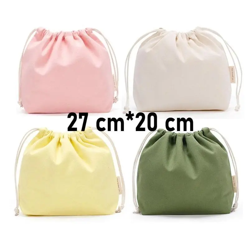 Cotton Drawstring Storage Bag 27*20 cm Solid Color Canvas Bags for Candy Gift Package Pouch Reusable Home Sundries Organize Bags