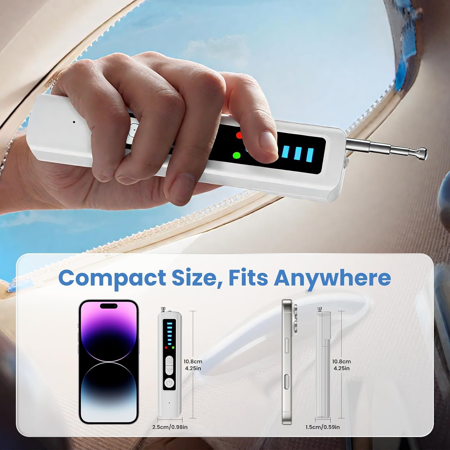 Portable Camera Detectors, Bug Detector,GPS Tracker Detector,Rf Wireless Signal Scanner For Home, El, Travel, Office, Bathroom, 6 Levels Sensitivity