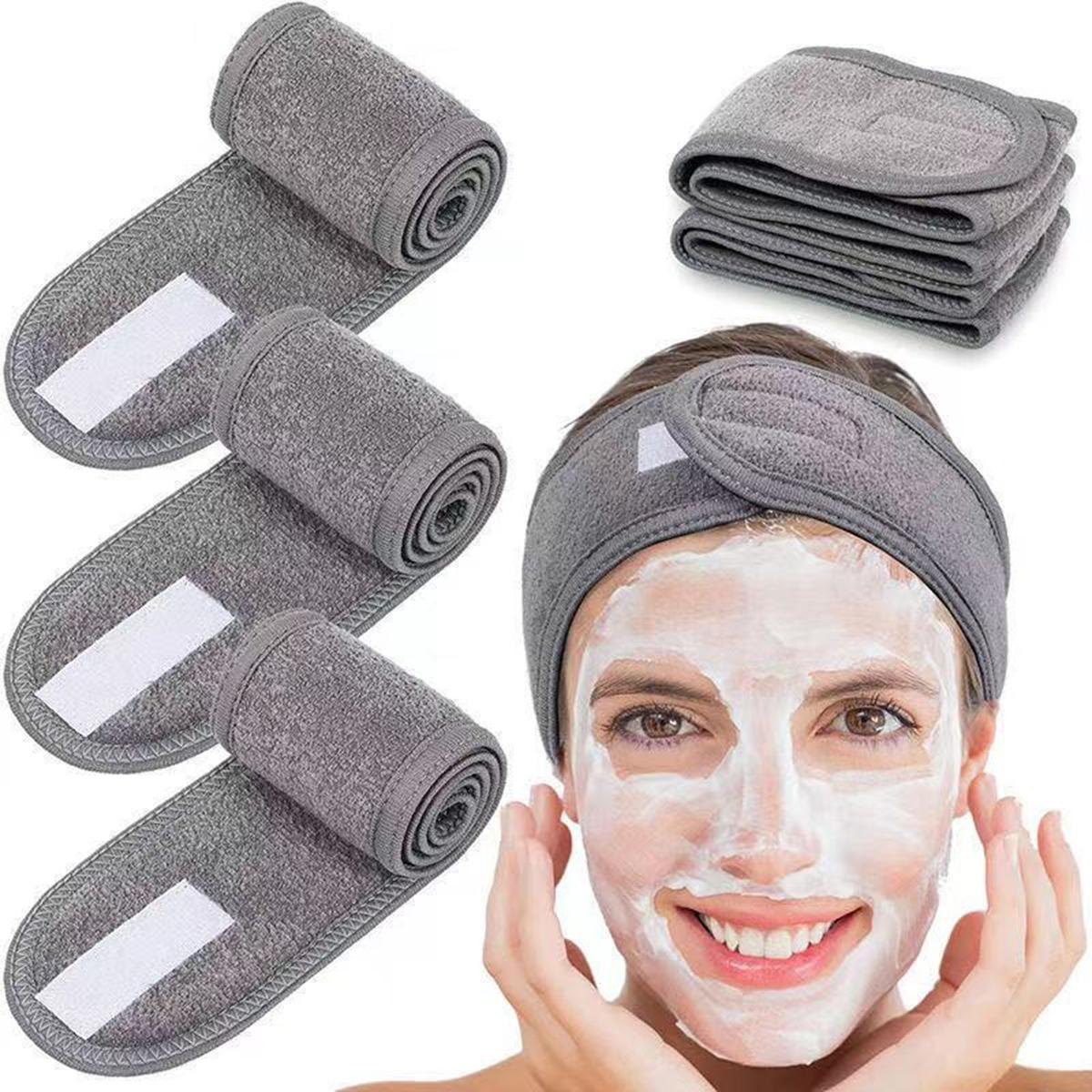 3Pcs Adjustable Women's Spa Facial Headband, Soft Towel Makeup Hair Band for Face Washing, Shower & Hair Styling
