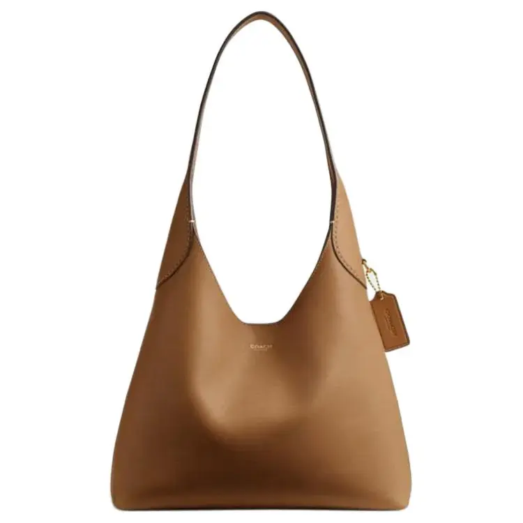 COACH Brooklyn 28 Small Crossbody Shoulder Bag for Women – Honey Brown Leather with Logo Magnetic Closure