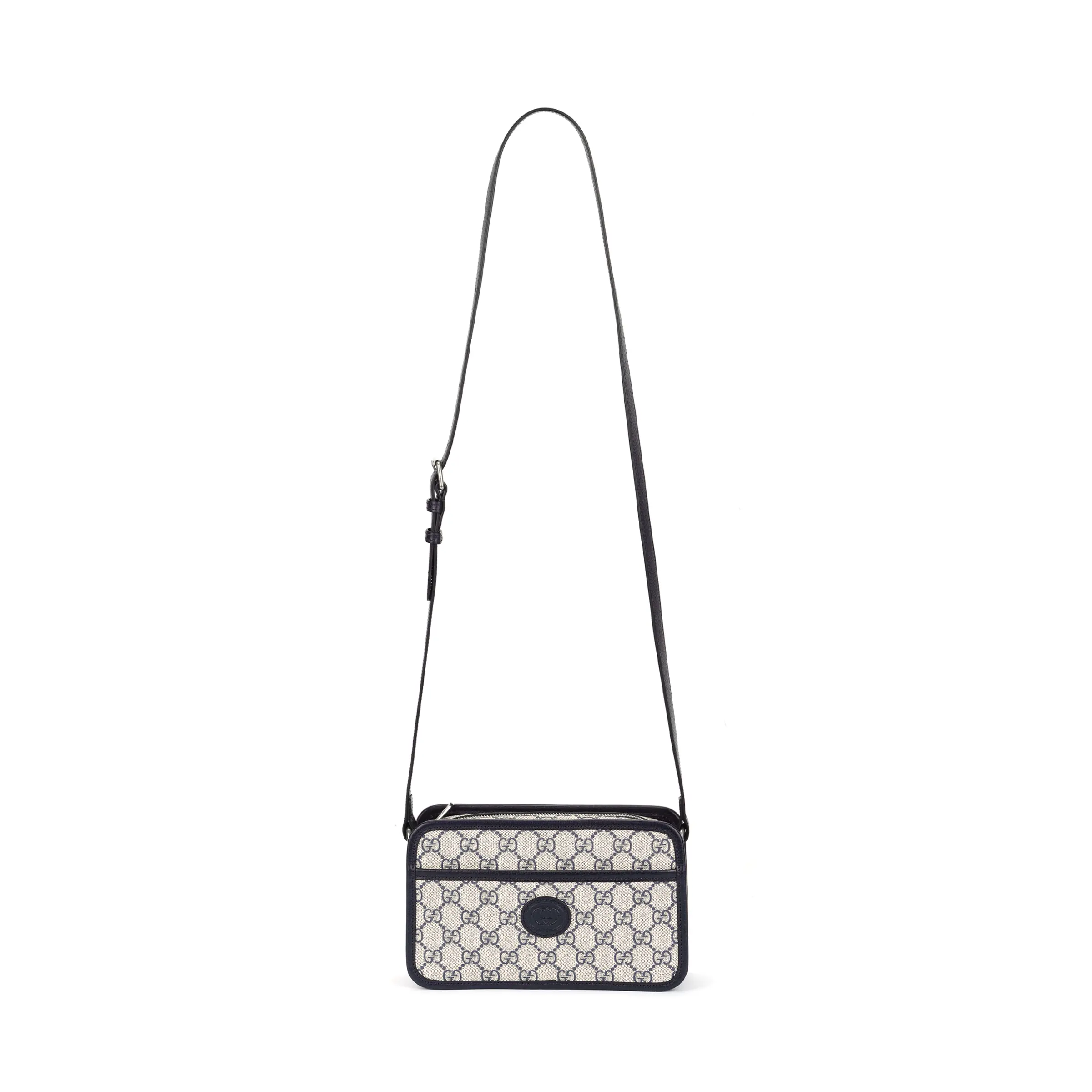 Gucci Monogram Canvas and Leather Crossbody Bag – Unisex Mini Shoulder Bag in Blue and Beige