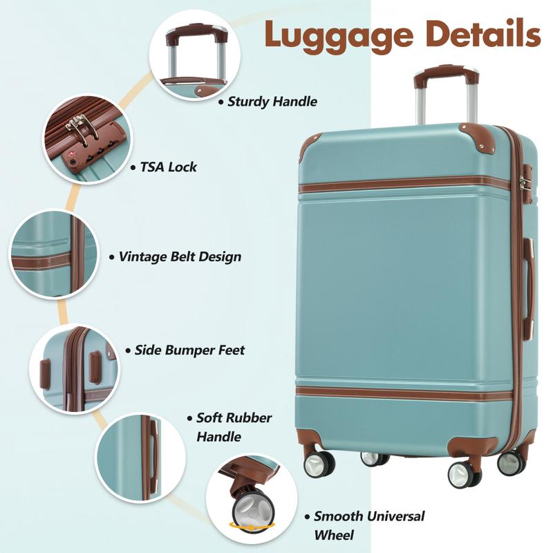 24 IN Luggage Sets 3 Piece,Suitcases with Wheels,Carry On Luggage Set,ABS Hard Case Luggage with TSA Lock Spinner Wheels