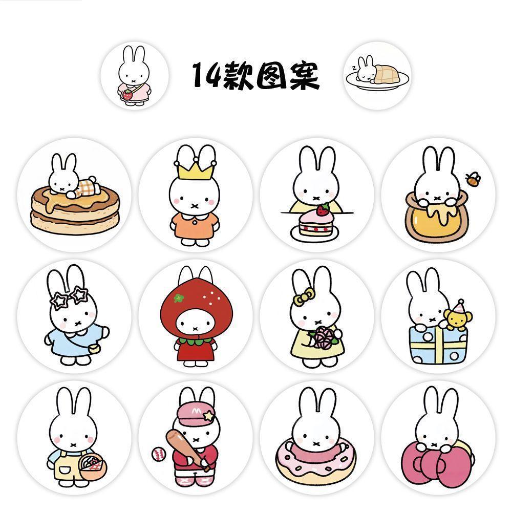500Pcs Kawaii Miffy Rabbit Sticker Seal Sticker Cartoon Rabbit Roll Sticker Cartoon Ins-style Planner Decoration Gift