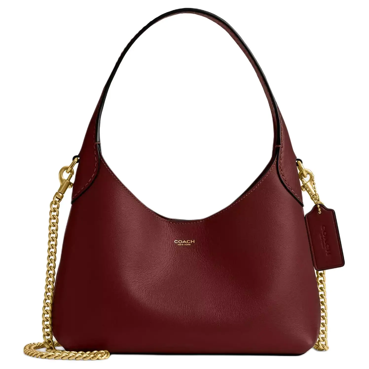 COACH Brooklyn 23 Logo Magnetic Clasp Top Handle Crossbody Bag for Women – Ruby Red Grained Leather