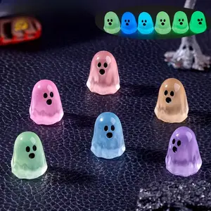 Glow In The Dark Mini Ghost Resin Figurines, Random Bulk Luminous Tiny Ghost Ornaments for Halloween DIY Crafts, Fairy Garden, Micro Landscape & Party Favors