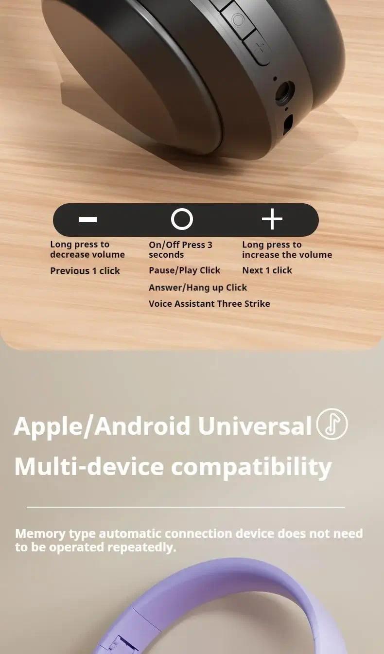 2026  Over wireless Ear HIFI Stereo M5 Headsets  Bluetooth 5.3 game Headphones Sports Gaming Earphones Support TF/AUX noise reduction comfortable wear dream travel headphones