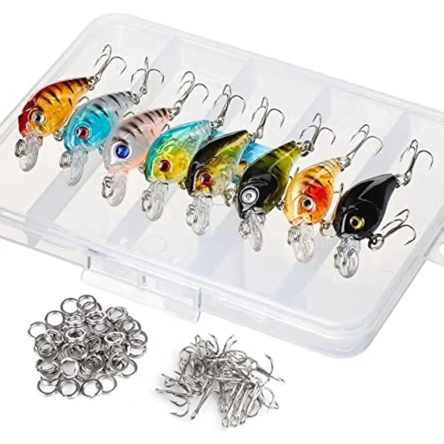 Crankbaits for Bass Fishing, Minnow Fishing Lure Baits Kit, Wobbler Topwater Lures with Hooks Hard Popper Lures for Saltwater Freshwater Fishing Trout Bass Perch Salmon (Type 1-4.5 cm / 4g)
