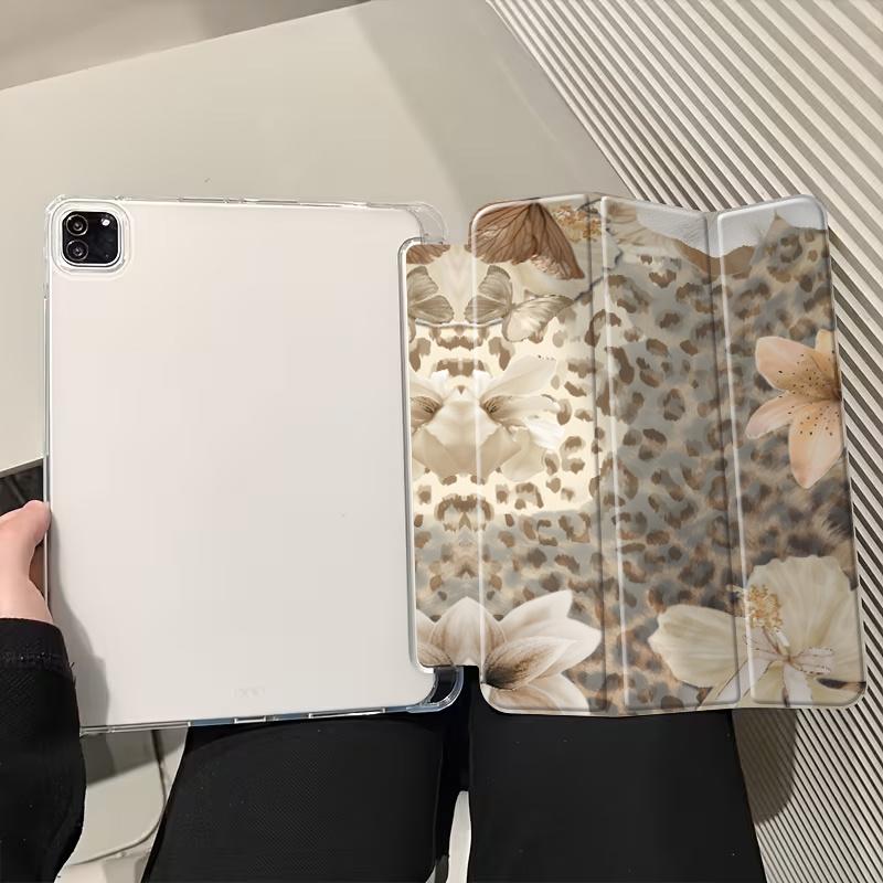 Chic Tablet Case Featuring a Leopard Print, Floral, And Butterfly Design, Designed for Holding a Pencil (Pen Not Included).It Offers an Auto Wake/Sleep Function And Is Compatible with Various for Ipad Models Including The 10Th, 11Th, 9Th, Mini