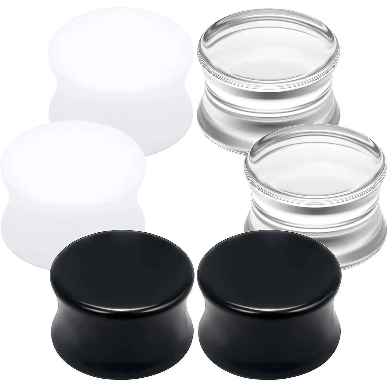 6G-30mm Solid Acrylic Gauges for Ear Double Flared Saddle Plug Tunnels Earrings Clear Black White Ear Plugs Tunnels for Women Men