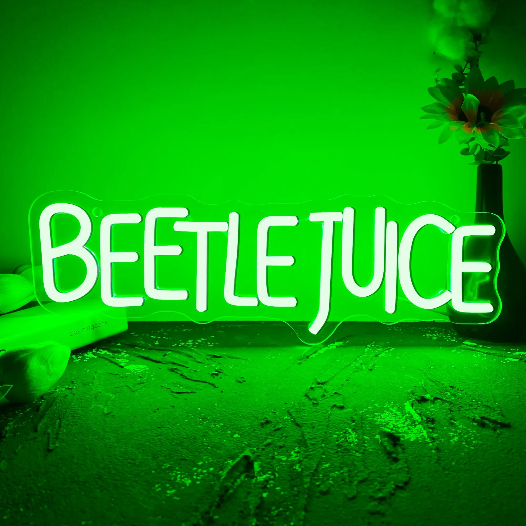 Halloween Beetlejuice LED Neon Sign Spooky Halloween LED Wall Light - Gothic Carnival Decor for Bar, Game Room & Party Decorative Wall Light