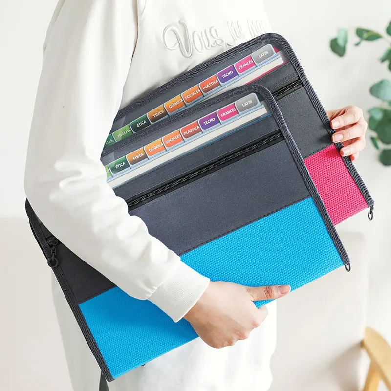 Expandable File Folder with Secure Zipper, 13 Layers, Front Pen Pouch, Portable Monthly Bills Organizer, Important Document Folder, School Office Supplies, Letter Size