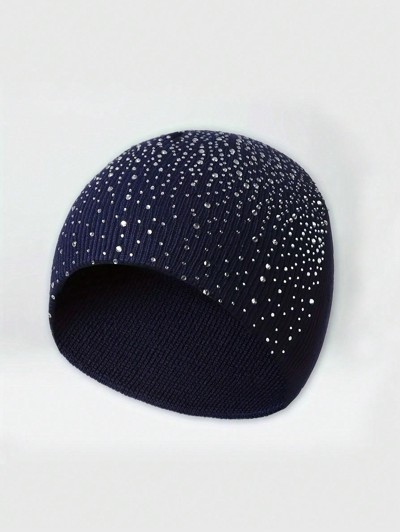 Starry Rhinestone Knitted Hat Multicolor Acrylic Sequins Casual Elegant Street Style Cap for Autumn Winter Valentines
