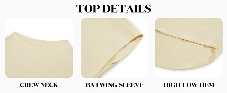 【L-5XL】Plus Size Curve imily bela curve Women's Plus Size 2 Piece Outfits 3/4 Batwing Sleeve Capelet Crew Neck Pullover Top Wide Leg Pants Lounge Set