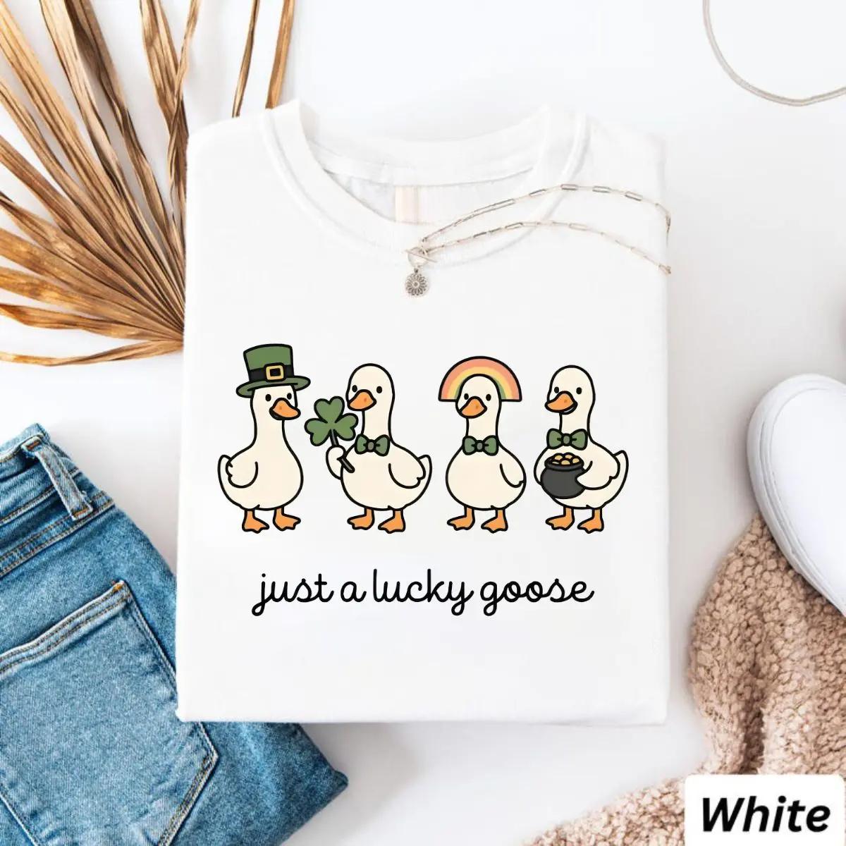 St Patrick's Day Shirt, Irish Gift, Cute St Patrick's Tshirt, Funny St Patrick Goose Tee, Holiday Goose Top, Festive Apparel Unisex Graphic Casual Short Sleeve Crew Neck,Shirt for Men & Women, Gift for Her and Him Unisex T-shirt For Man And Woman, Tshirt,