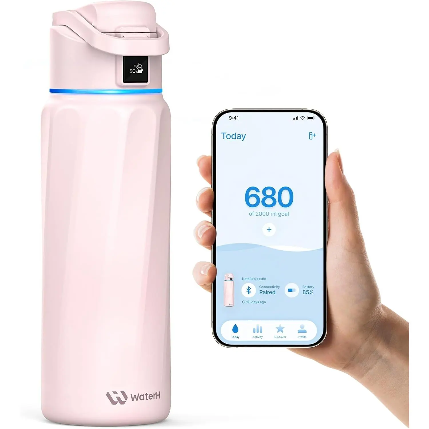 Smart Water Bottle with Reminder & Tracker, Double Wall Vacuum Insulated Bottles Stainless Steel, 32oz BPA-Free Wide Mouth for School, Gym, Office, Ideal for Father's Day