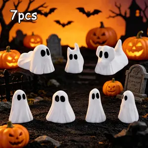 7 Piece Ghost Figurines, 3D Printed Mini Desktop Decorations, Halloween Home Desk Decor, Party Favor Gifts, Festive Ornaments