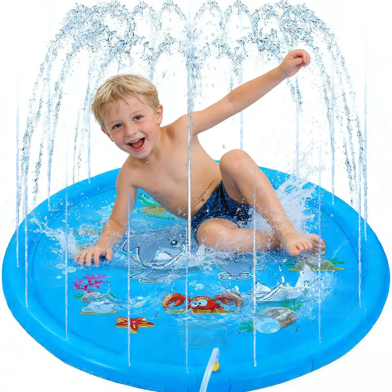 Outdoor Water Fun for Kids, Inflatable Splash Pad, Water Play Mat with Sprinklers, Toddler Water Toy for Summer, Ages 3-7 Years