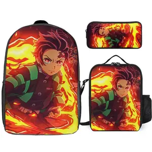 Demon Slayer Backpack 3 Piece Set Travel Daypack Combination, Back to School Gifts