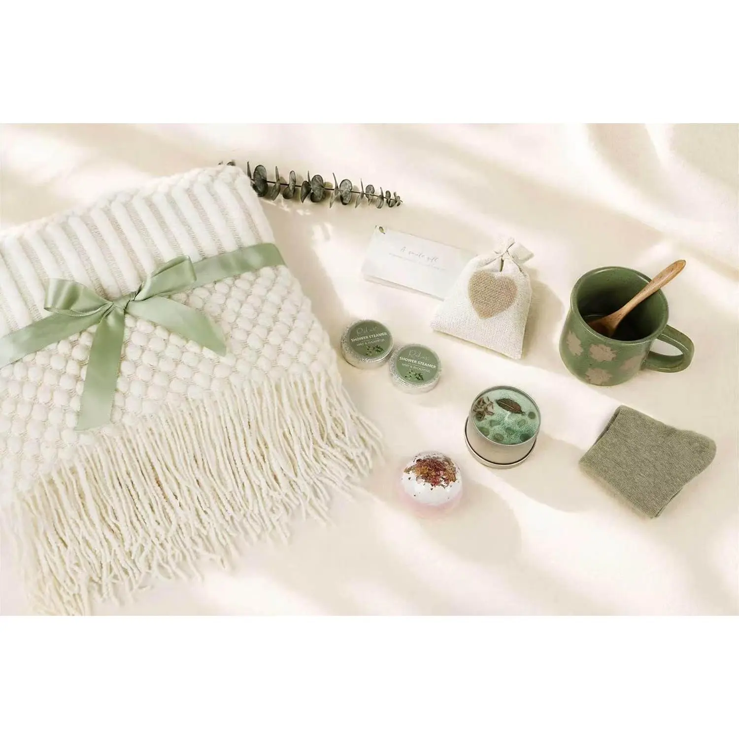 Get Well Soon  Baskets for Women -Self Care Package, After  , Sympathy .Thinking of You/Grief/Bereavement/Miscarriage Gifts for Women(Matcha Green)