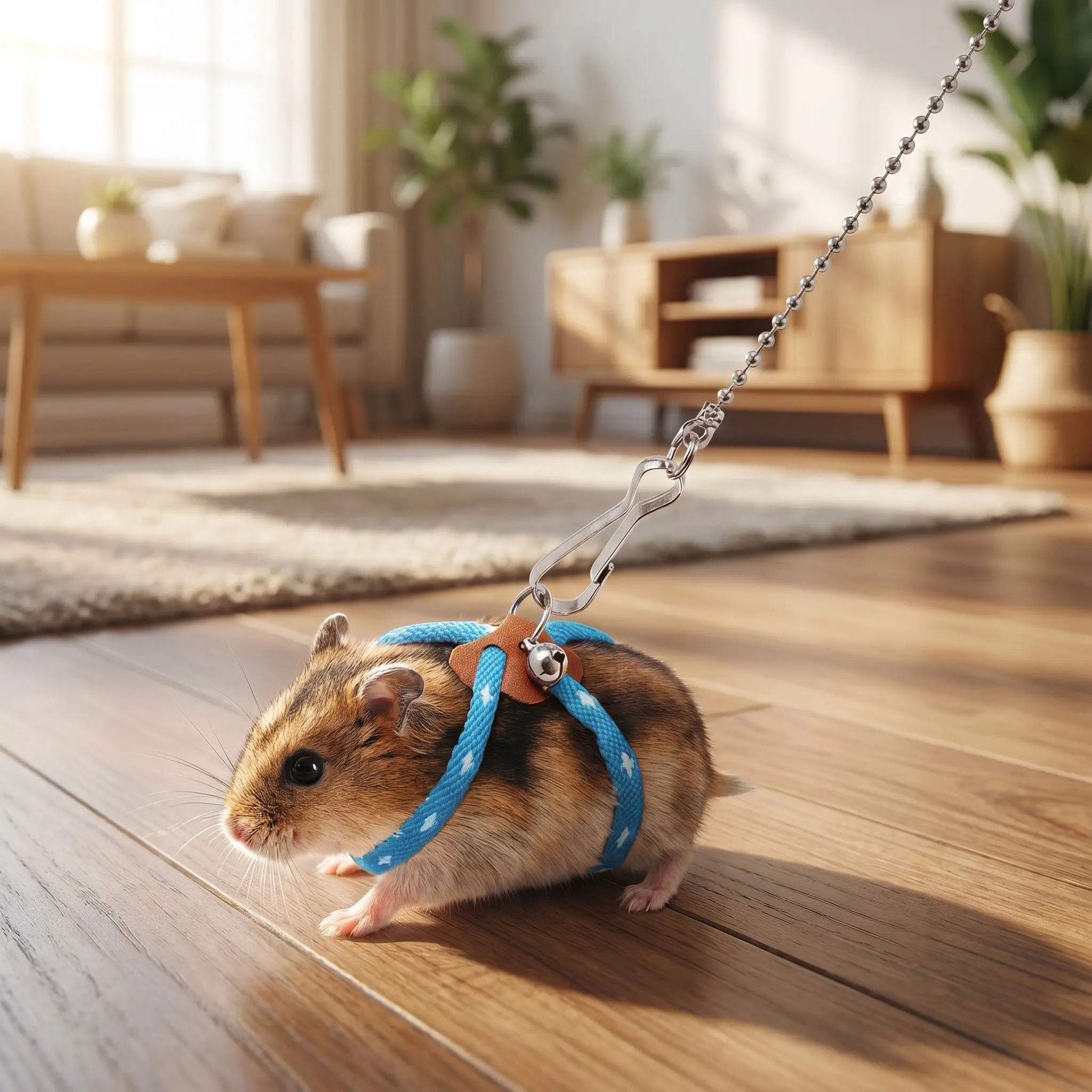 Small Animal Escape Proof Harness and Leash Set with Bell, Ultra-Light Anti-Escape Hamster Leash, Ideal for Walking, Training, Outdoor Play