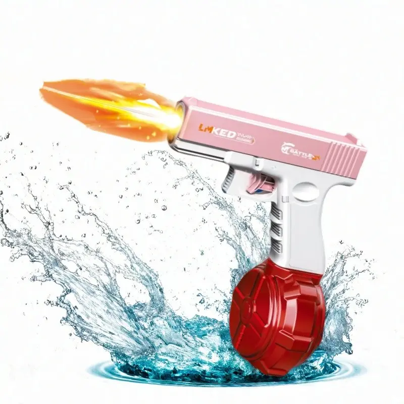 Portable Electric Pulse Light Water Gun, Outdoor Beach Pool Toy, Rechargeable Lithium Battery, Unisex Summer Party Gift