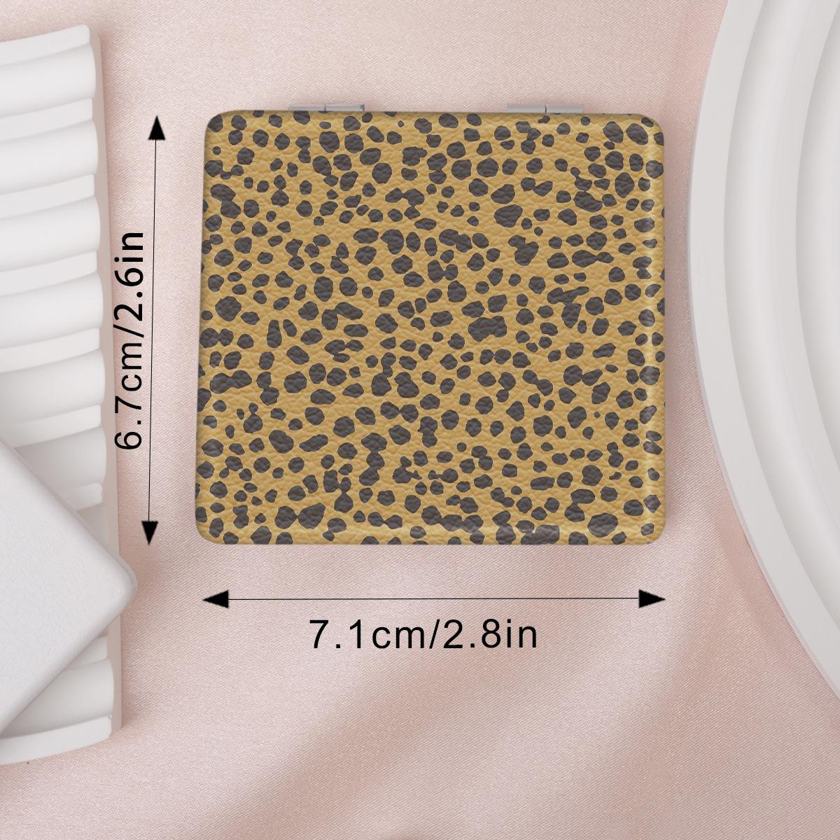 Portable Folding Makeup Mirror, 1 Count Leopard Pattern Mini Handheld Makeup Mirror, Compact Mirror for Travel, Daily Use, Unisex Gift