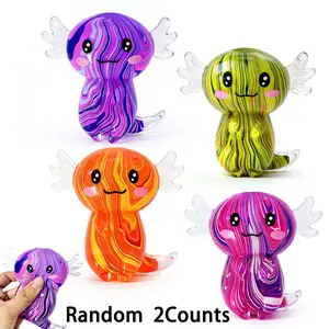 2counts Axolotl Squishy Stress Relief Toy, Fidget Toys for Kids with Autism, Cute Malt Sugar Axolotl, Anxiety Relief Squeeze Balls, Party Favors