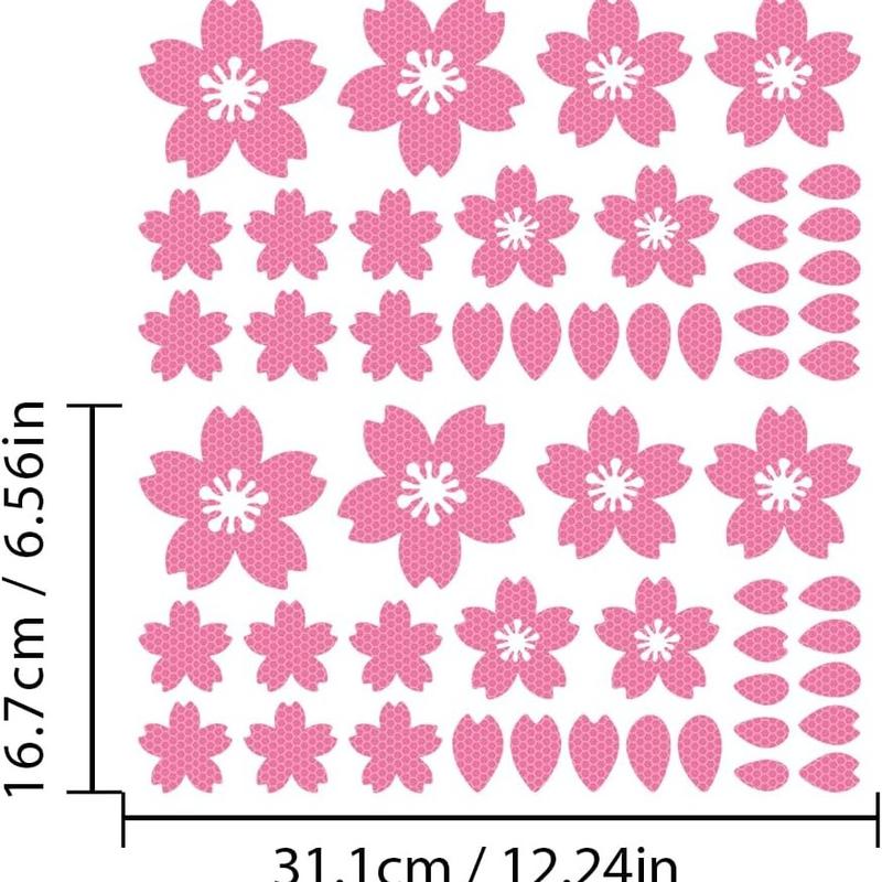 Sakura Reflective Decal Cherry Blossoms Sticker for Car B-Pillar Decals,Night Reflective B-Pillar DIY Sticker, Self-Adhesive Pretty Flowers Vinyl Decal, Universal Car Sticker