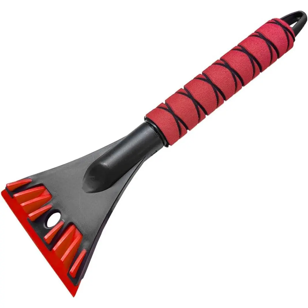 Ice Scraper for Car Windshield, No Scratch Car Window Frost Scraper with Foam Handle, Snow Removal Tool for Car, SUV, Truck (Red)