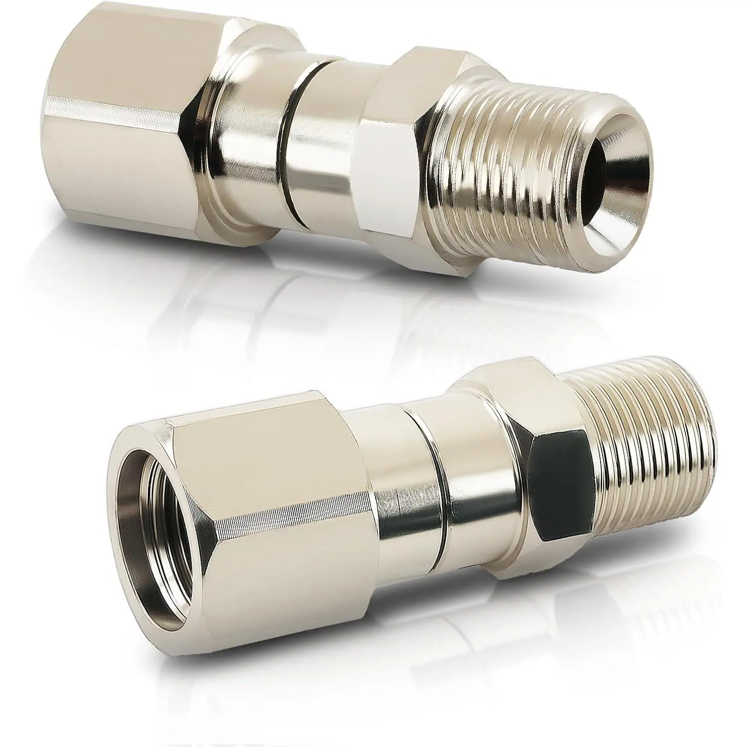Washer Swivel Fitting,  3/8” NPT Swivel Male to Female Adapter, 360° Flexible Kink-Free Swivel Connector Kit for  and Hose, Stainless Steel Swivel 2 count
