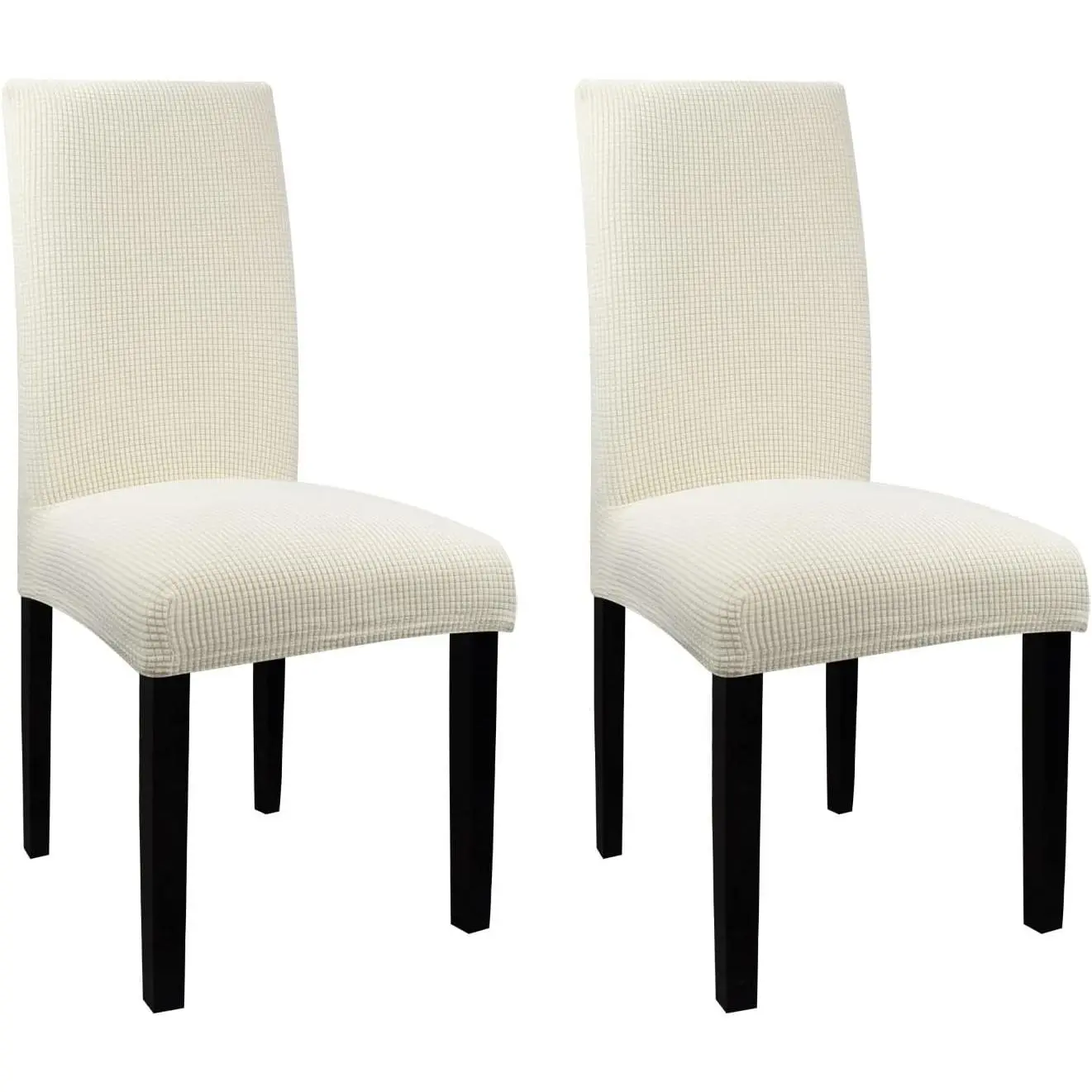 Chair Covers for Dining Room Set of 2 Jacquard Spandex Fabric Dining Chair Covers, Removable and Washable Stretch Slipcovers for Chairs,  Decor Chair Covers, Seat Covers, Creme
