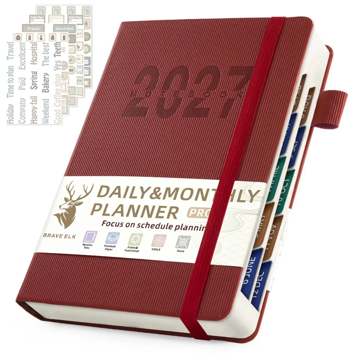 2027 Planner Notebook, 365 Day 400 Page Calendar Journal with 5 Schedule Stickers, Weekly and Monthly Planning Pages for Time Management, Self Discipline and Daily Organization, Ideal for Students, Adults, Office Use and Gift