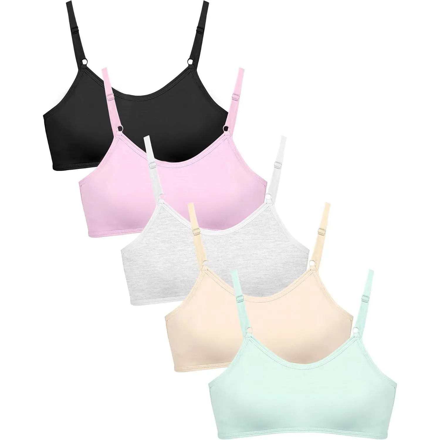 Teen Girls' Wireless Lightly Padded Training Bra Ages 12-16, Adjustable Straps, Soft & Breathable, Perfect for School, Sports & Everyday Wear