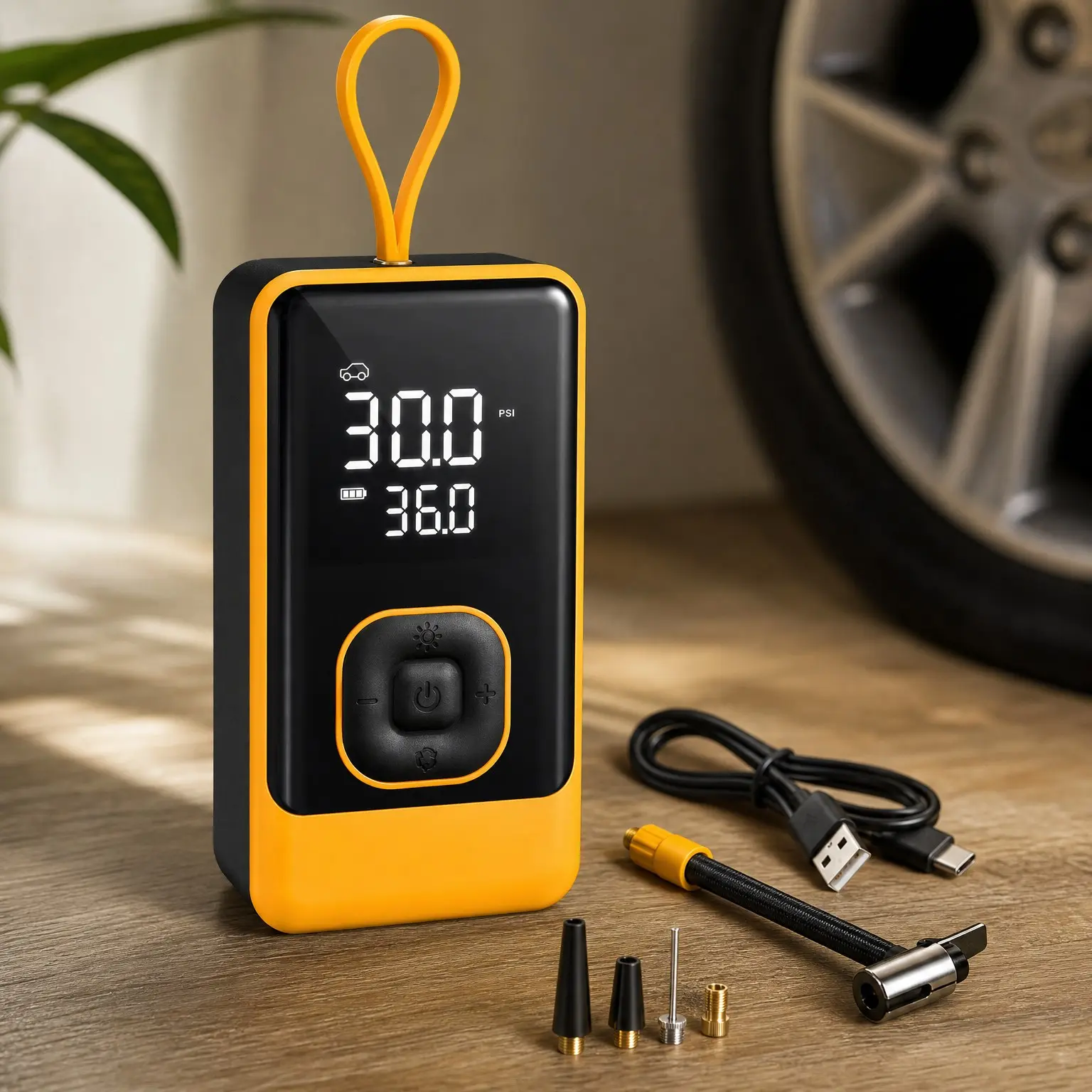 L7 Portable Air Compressor Tire Inflator, 150 PSI Cordless Electric Pump with Digital Gauge, Auto Shutoff, LED Light for Car SUV Motorcycle BicycleGift