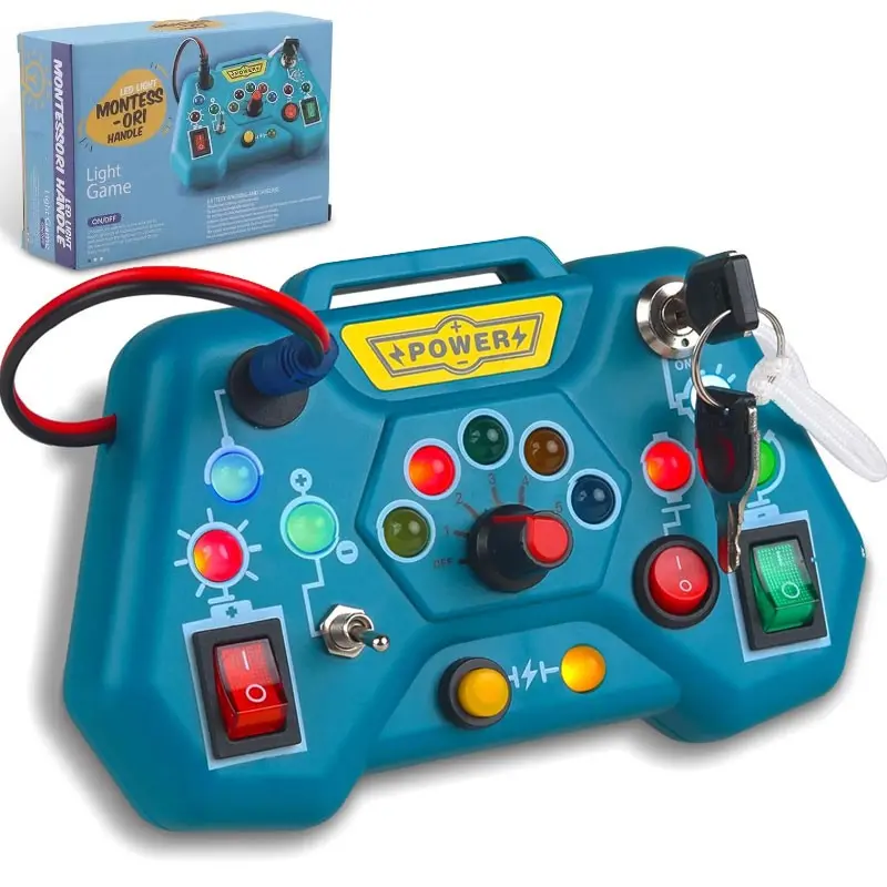 1PC Toddler LED Busy Board, Montessori Toys for 3-5 Year Olds, Sensory Board for Kids, Preschool Learning Tool, Light Switch Preschool Learning Activity Travel Toy, Birthday Gift for 3 4 5 Year Old Boys and Girls (Batteries Not Included)