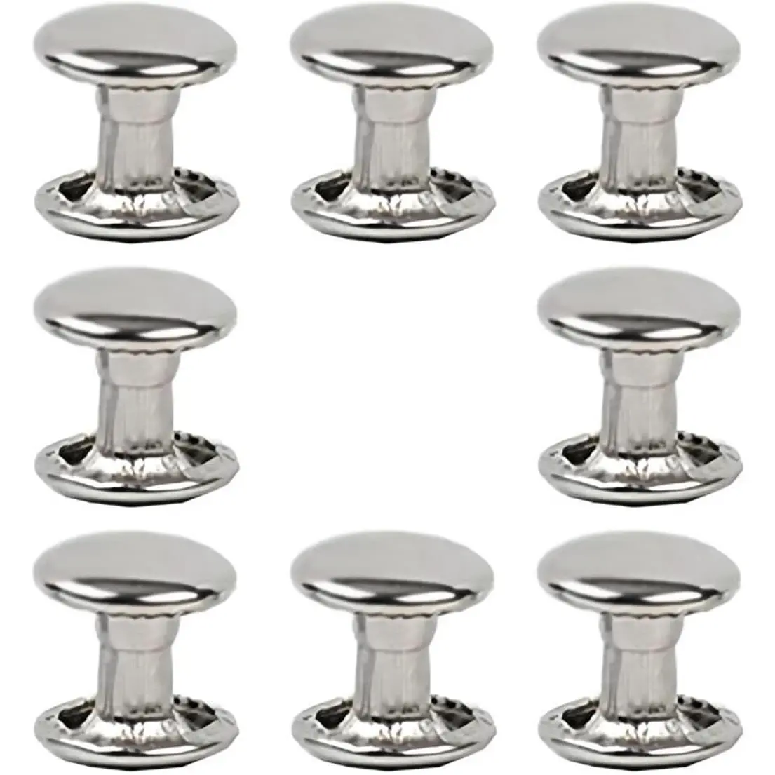 300 Sets 8mm Silver Stainless Steel Double Cap Tubular Leather Rivets Metal Studs Repair Decoration Craft Accessories for Leather Craft Clothes Shoes Bags Belts