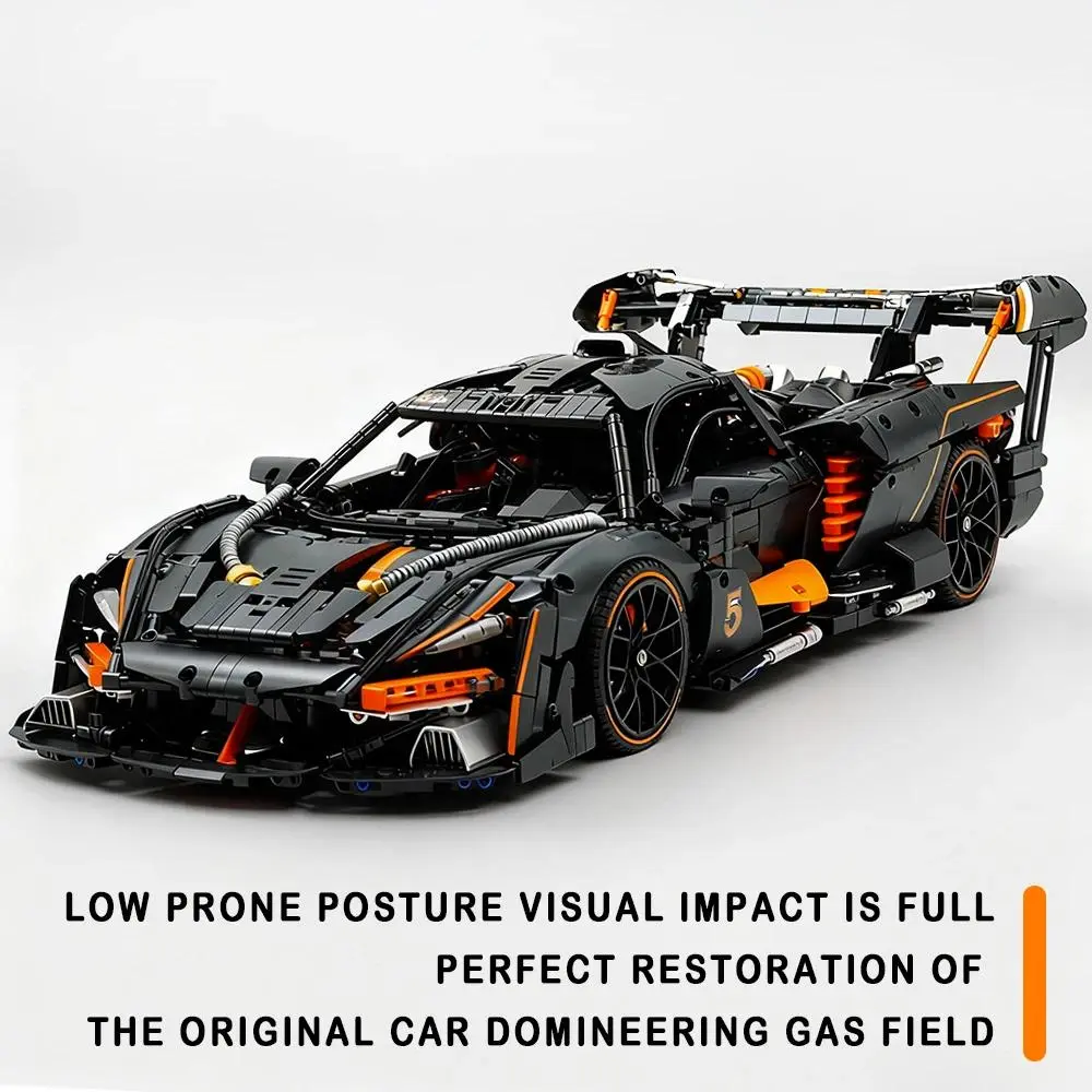 1:8 Scale Low Slung Widebody Track Hypercar Building Blocks Model Aerodynamic Circuit Racing Coupe with Shiny Electroplated Wheel High Difficulty Adult Collectible Desktop Display Gifts